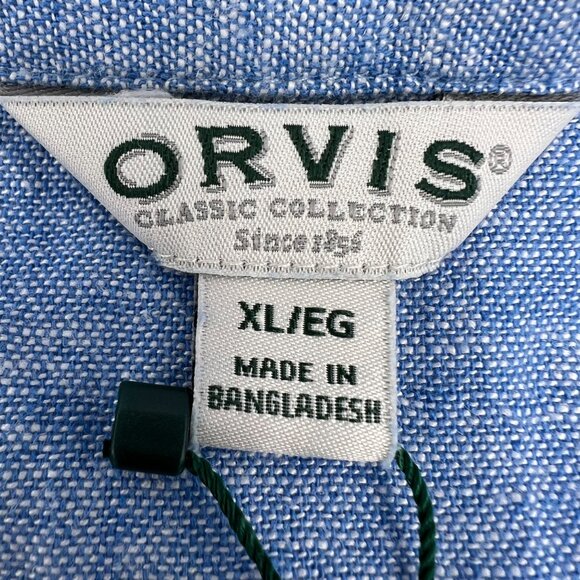 Orvis XL Light Blue Long Sleeve Linen Blend Button-Up Shirt‎ NWT - Picture 2 of 9